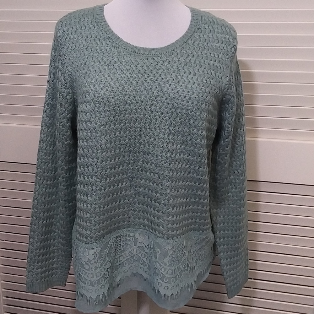 Anne French Long Sleeve Sweater with Lace Detail - Picture 1 of 8